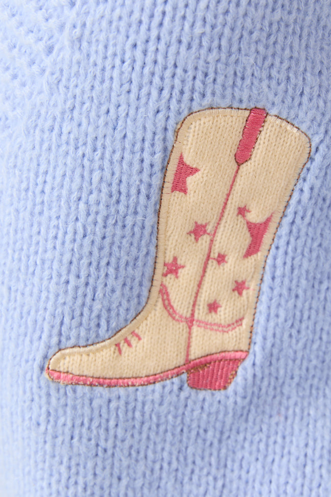 Goldie Long Sleeve Blue Boots Cardigan-Sunny Prom