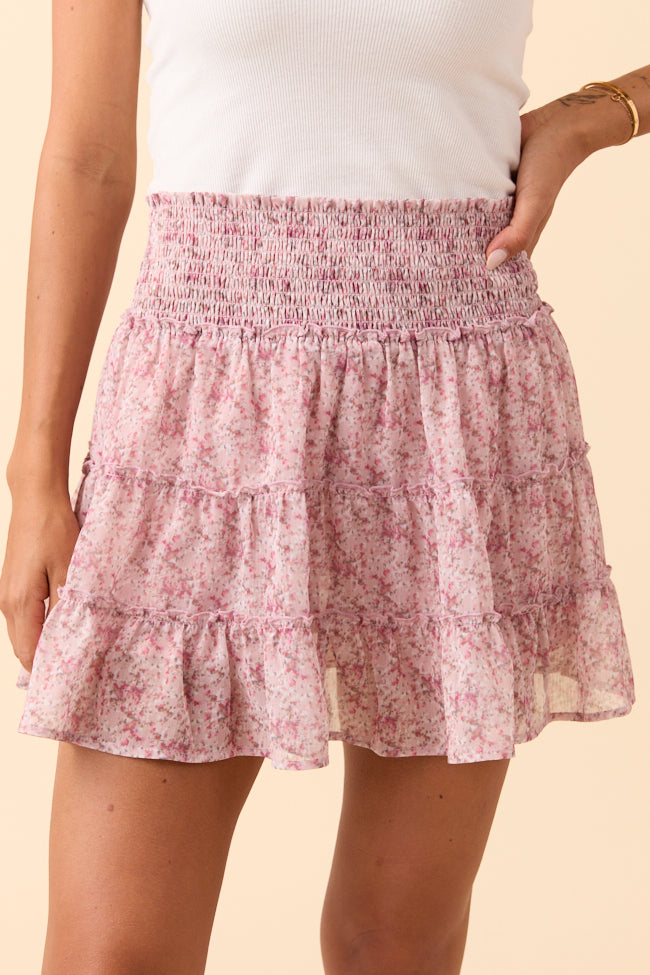Through the Garden Light Pink Flower Print Skort-Sunny Prom
