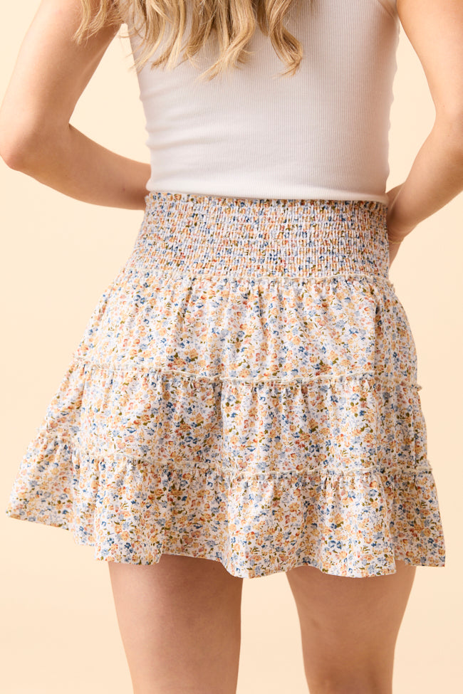 Through the Garden Yellow Floral Print Skort-Sunny Prom