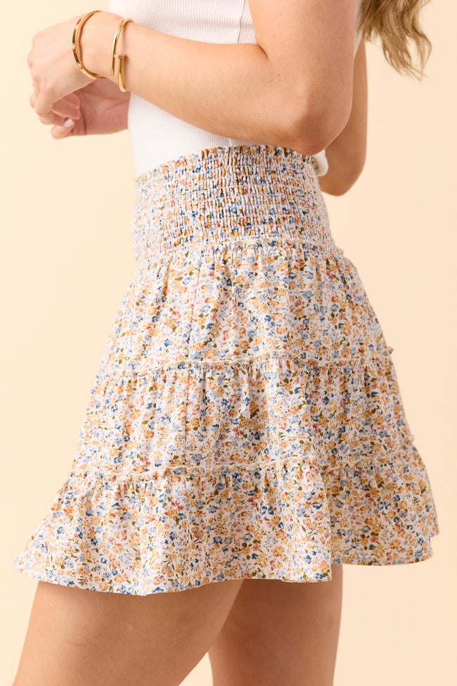 Through the Garden Yellow Floral Print Skort-Sunny Prom