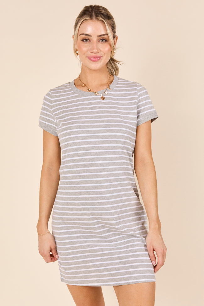 Abby Varsity Striped Grey Knit Dress-Sunny Prom