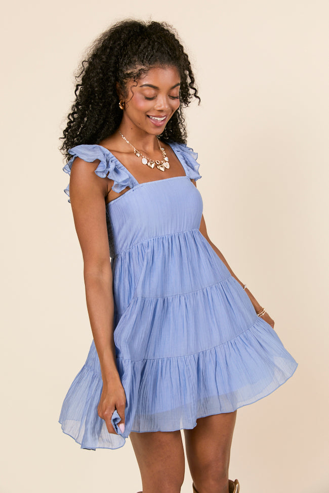 It's My Day Light Blue Smocked Mini Dress-Sunny Prom