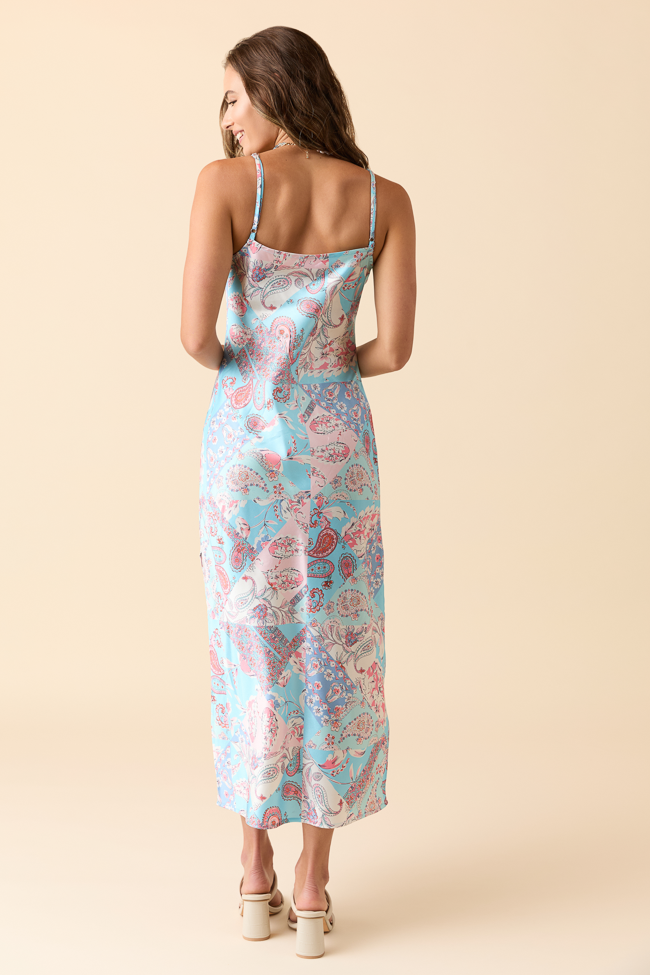 Robin Blue Multi Patchwork Slip Dress-Sunny Prom
