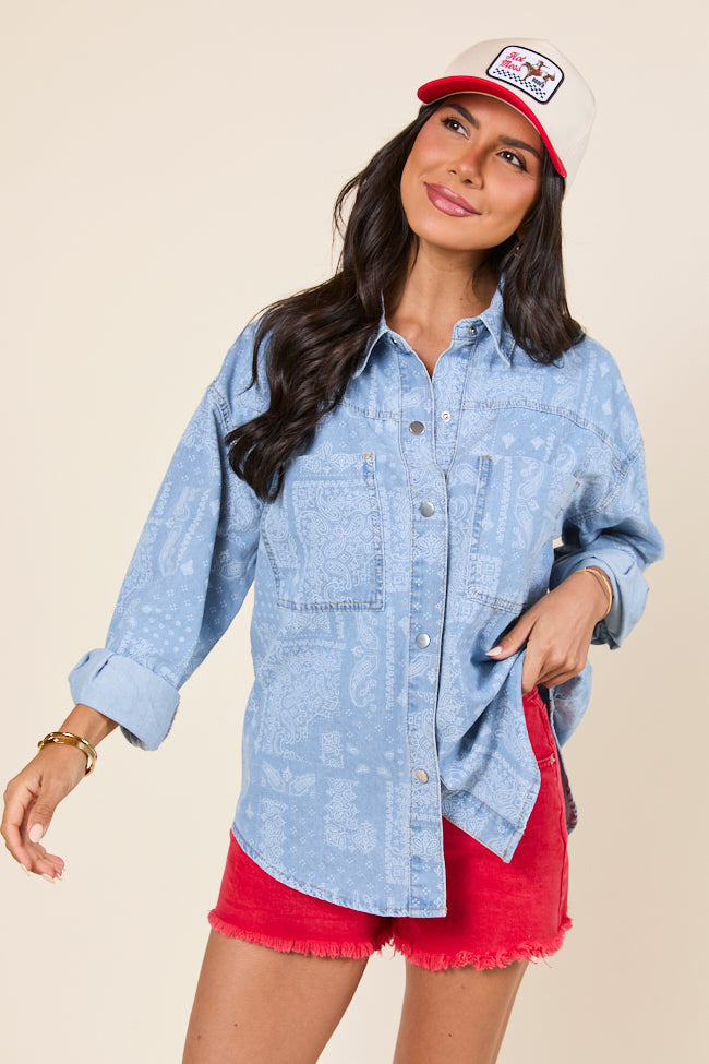 Born To Shine Bandana Chambray Shirt-Sunny Prom