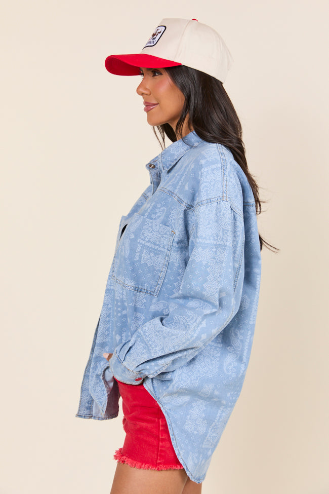 Born To Shine Bandana Chambray Shirt-Sunny Prom