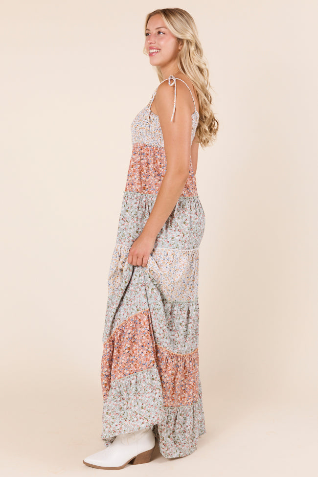 Essie Tiered Multi Floral Maxi Dress-Sunny Prom