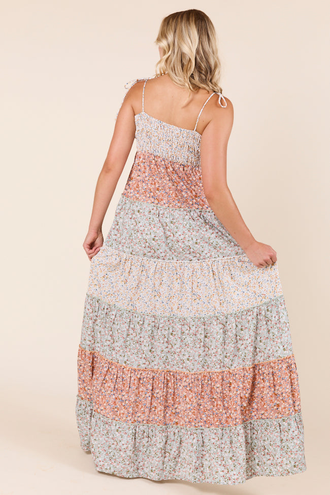 Essie Tiered Multi Floral Maxi Dress-Sunny Prom