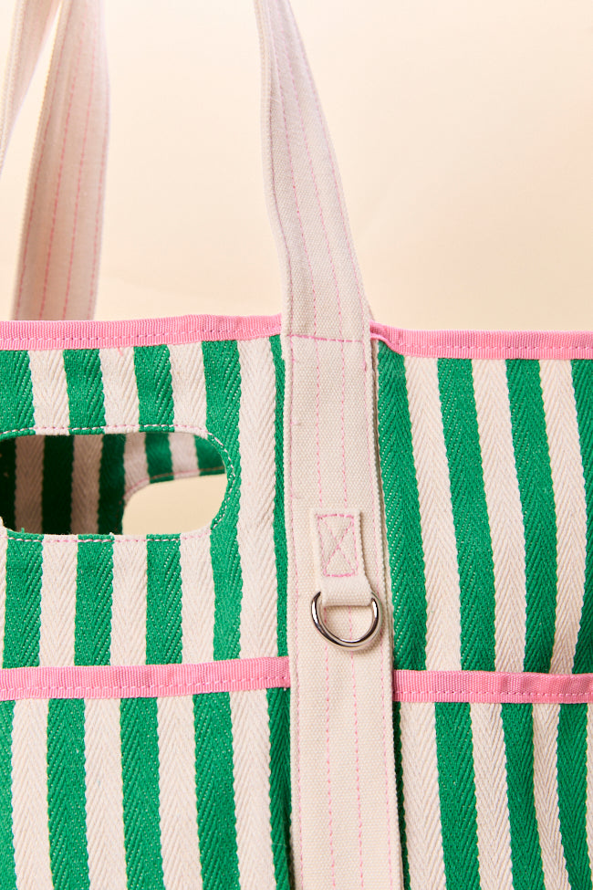 Ty Green Varsity Stripe Tote-Sunny Prom