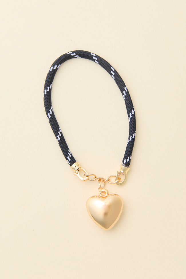 Lea Black Puff Heart Bracelet-Sunny Prom