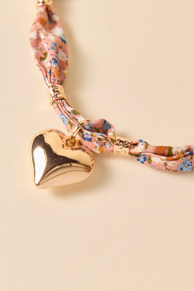 Lia Pink Puff Heart Scarf Necklace-Sunny Prom