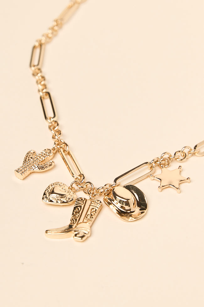 Nina Gold Western Charm Necklace-Sunny Prom