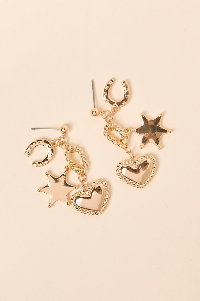 Destiny Gold Western Charm Earrings-Sunny Prom