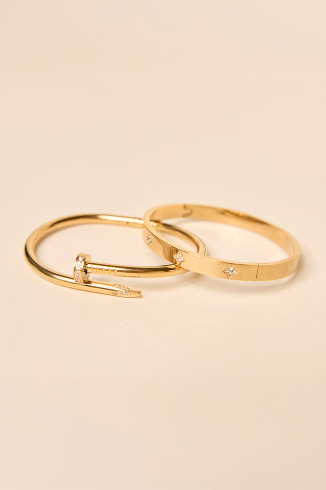 Alexis Gold Nail Bangle Set-Sunny Prom