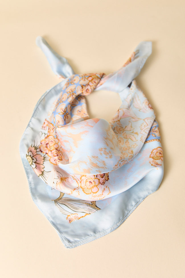 Anastasia Blue Floral Scarf-Sunny Prom