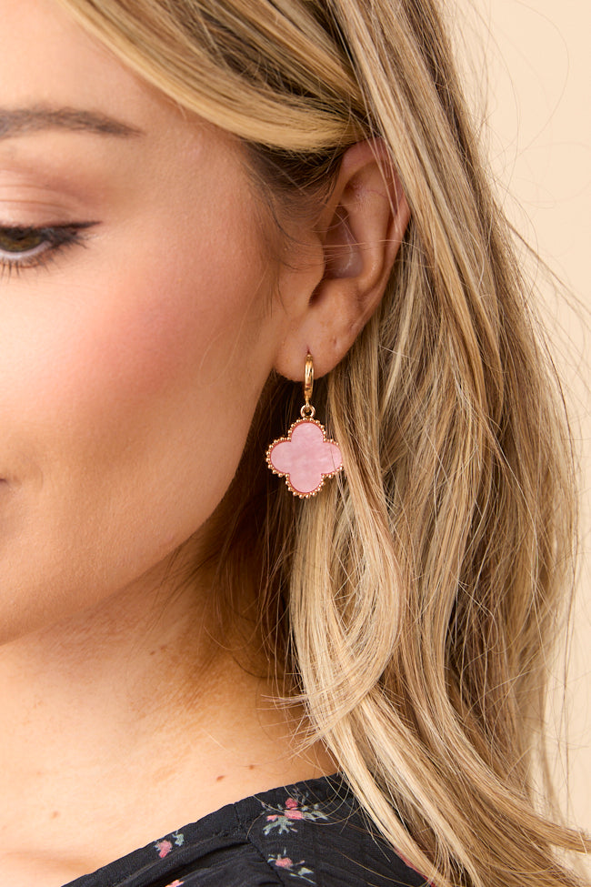 Tilly Clover Pink Huggie Earrings-Sunny Prom