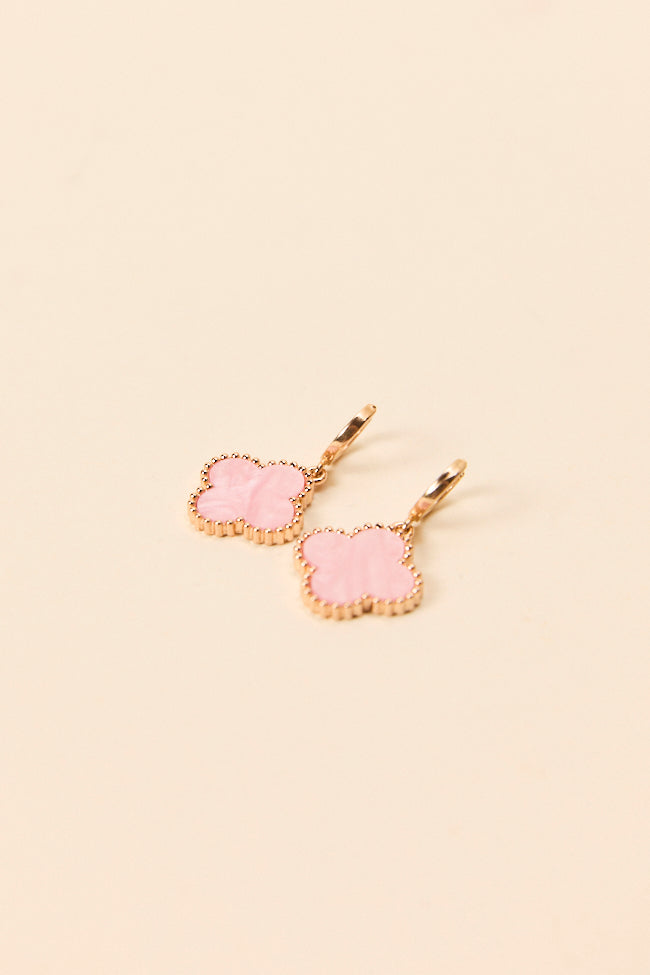 Tilly Clover Pink Huggie Earrings-Sunny Prom