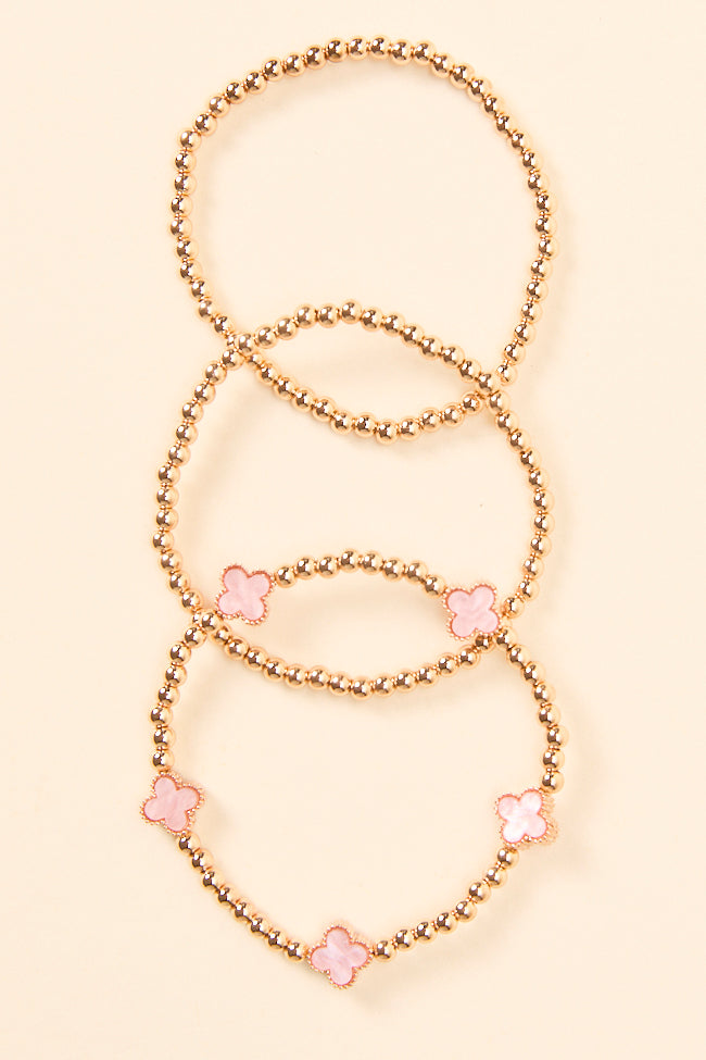 Tilly Clover Pink Stretch Bracelet-Sunny Prom