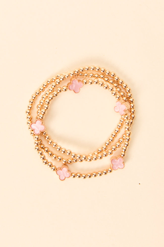 Tilly Clover Pink Stretch Bracelet-Sunny Prom