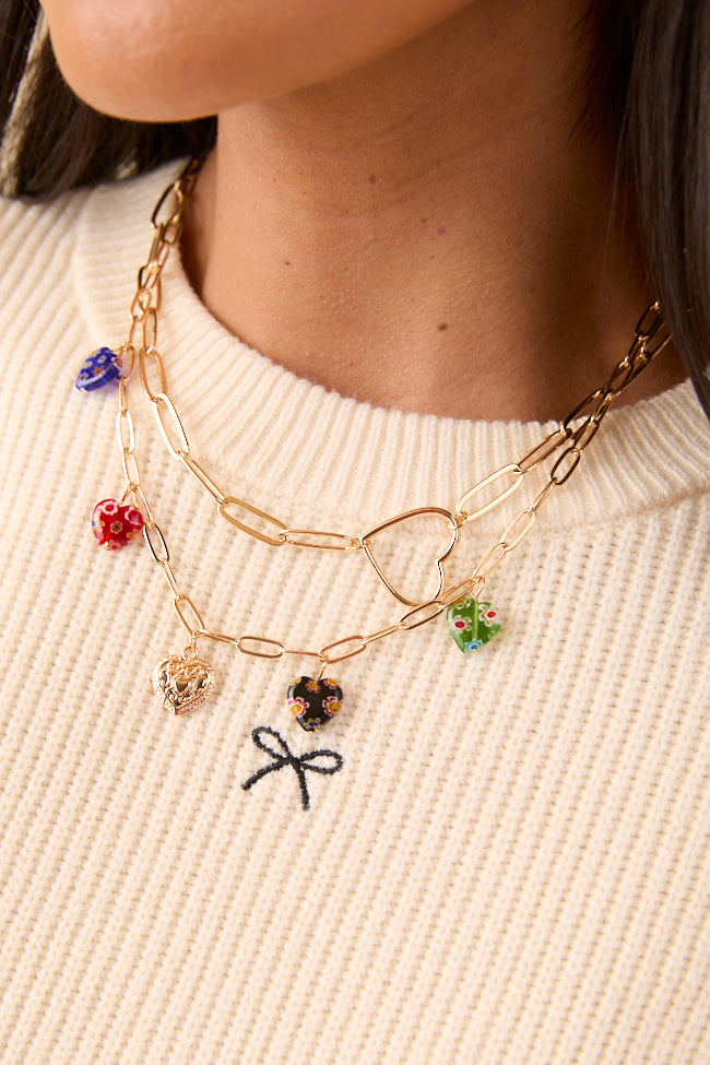 Brynlee Multi Heart Necklace-Sunny Prom