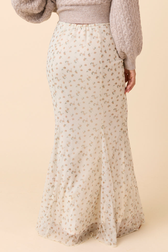 Anna Marie Neutral Floral Knit Maxi Skirt-Sunny Prom