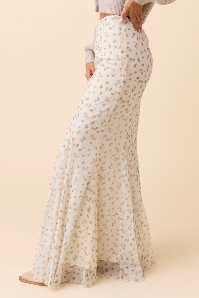Anna Marie Neutral Floral Knit Maxi Skirt-Sunny Prom