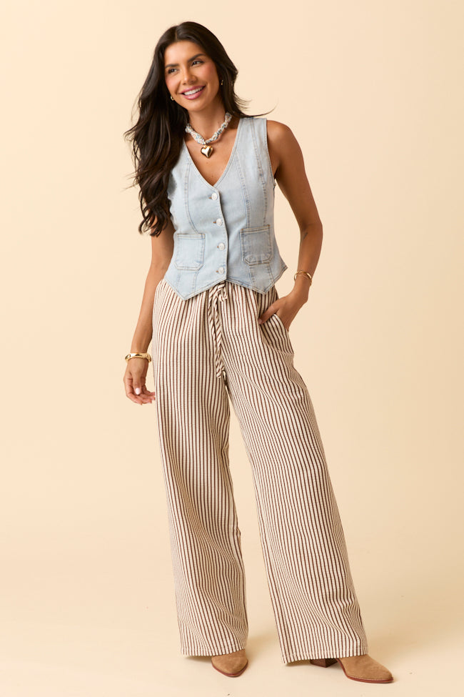 Amanda Brown Textured Striped Pants-Sunny Prom