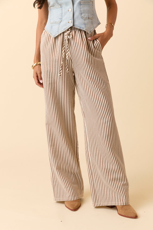 Amanda Brown Textured Striped Pants-Sunny Prom