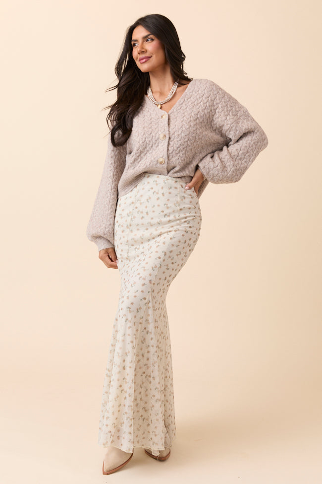 Anna Marie Neutral Floral Knit Maxi Skirt-Sunny Prom