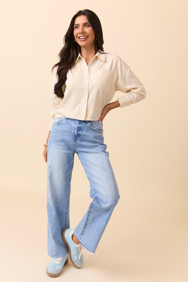 Juliana Cropped Yellow Striped Shirt-Sunny Prom