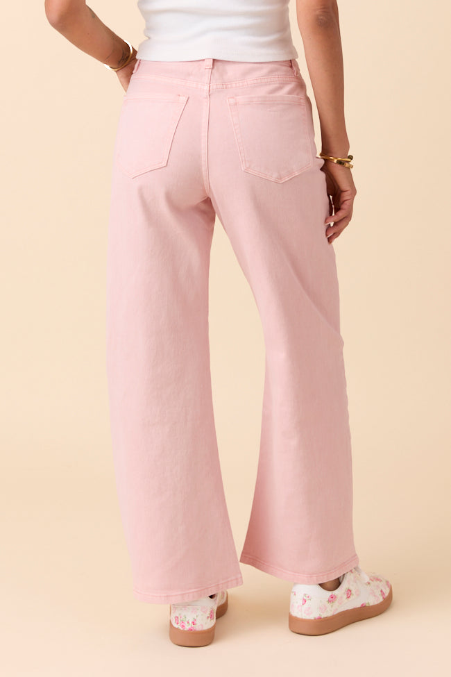 Marigold Pearl Pink Mid Rise Barrel Jeans-Sunny Prom
