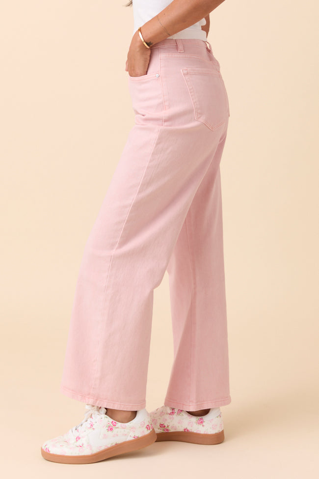 Marigold Pearl Pink Mid Rise Barrel Jeans-Sunny Prom