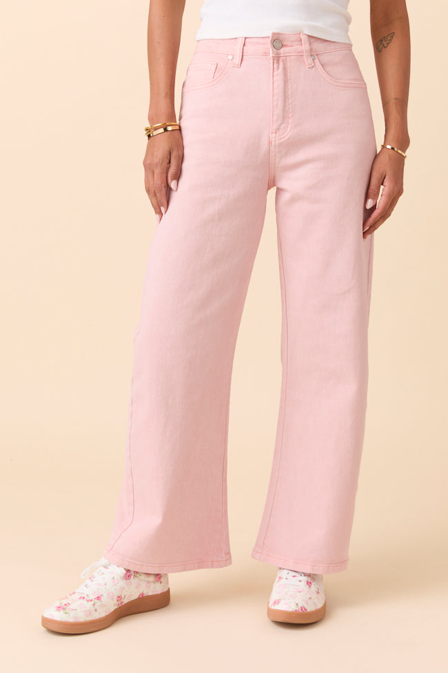 Marigold Pearl Pink Mid Rise Barrel Jeans-Sunny Prom