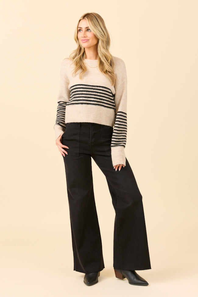 Cora Black Rock High Rise Wide Leg Jeans-Sunny Prom