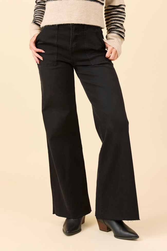 Cora Black Rock High Rise Wide Leg Jeans-Sunny Prom