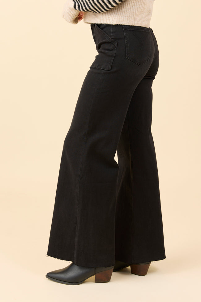 Cora Black Rock High Rise Wide Leg Jeans-Sunny Prom