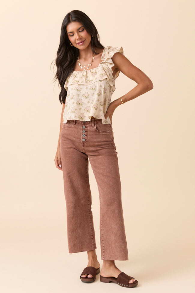 Malia Cappuccino High Rise Wide Leg Jeans-Sunny Prom