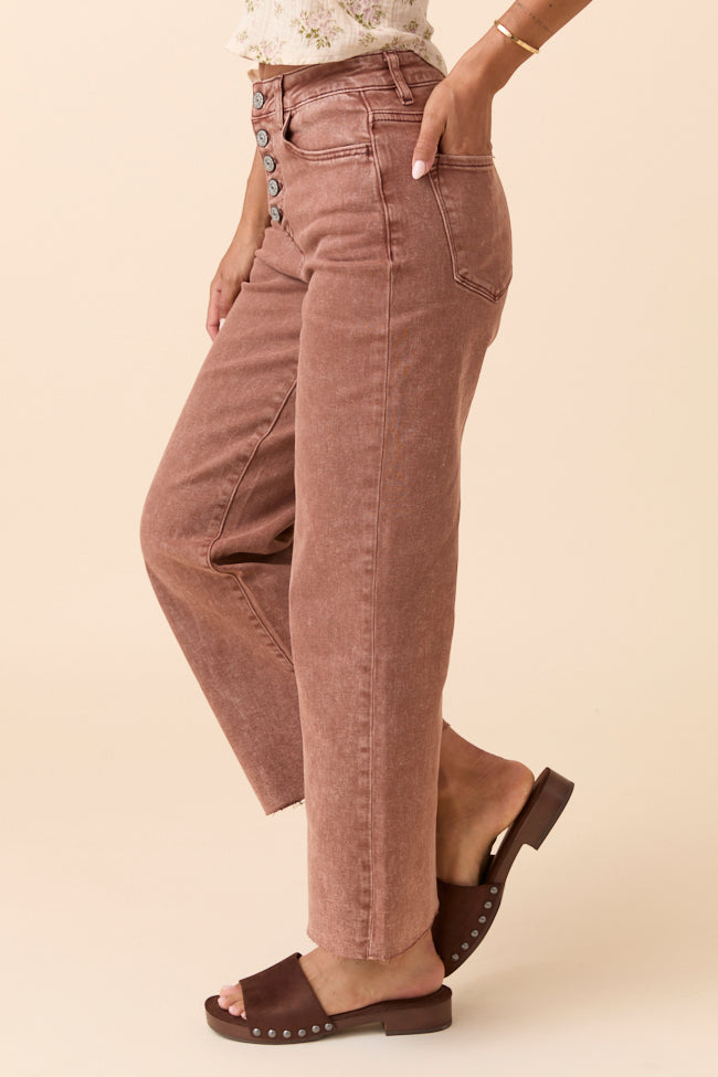 Malia Cappuccino High Rise Wide Leg Jeans-Sunny Prom