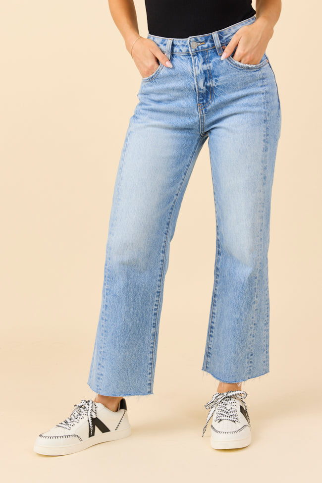 Eliana Medium Wash High Rise Straight Leg Jeans-Sunny Prom