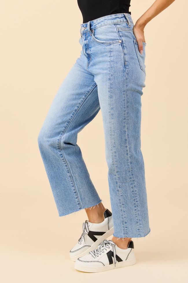 Eliana Medium Wash High Rise Straight Leg Jeans-Sunny Prom