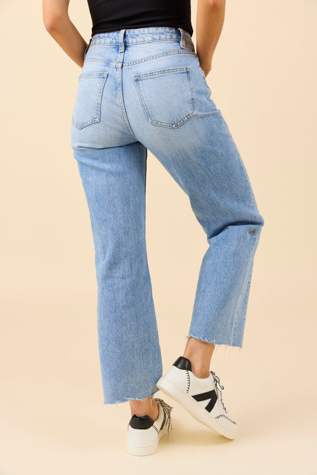 Eliana Medium Wash High Rise Straight Leg Jeans-Sunny Prom
