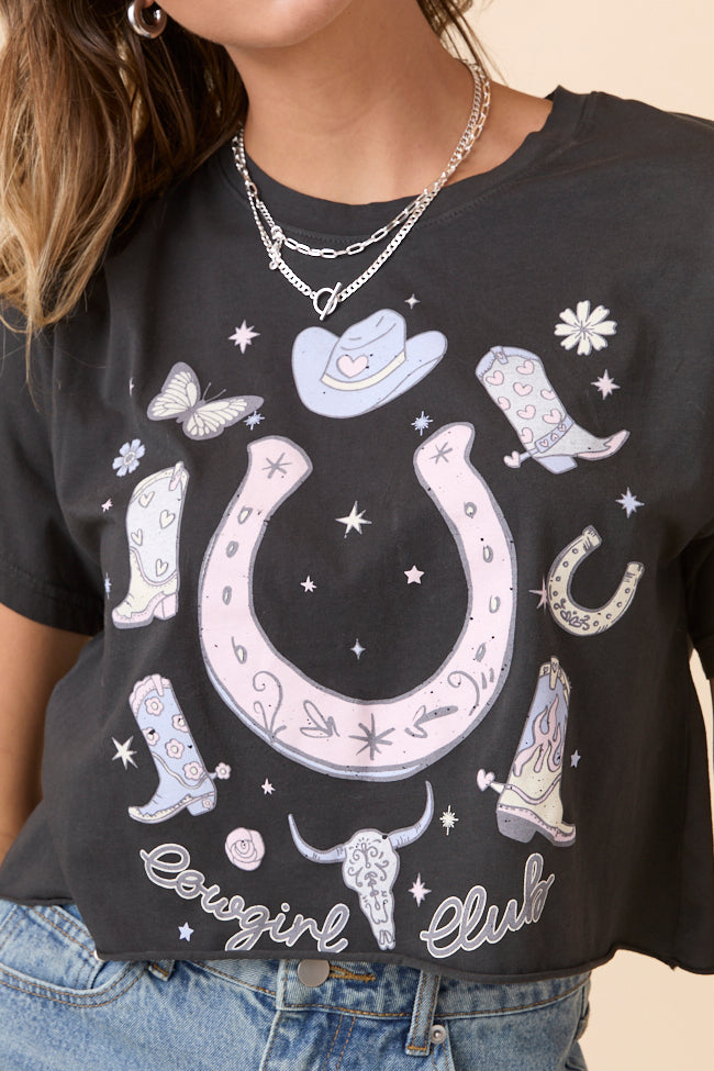 Zutter Cowgirl Club Black Graphic Tee-Sunny Prom