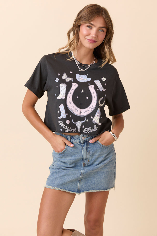Zutter Cowgirl Club Black Graphic Tee-Sunny Prom