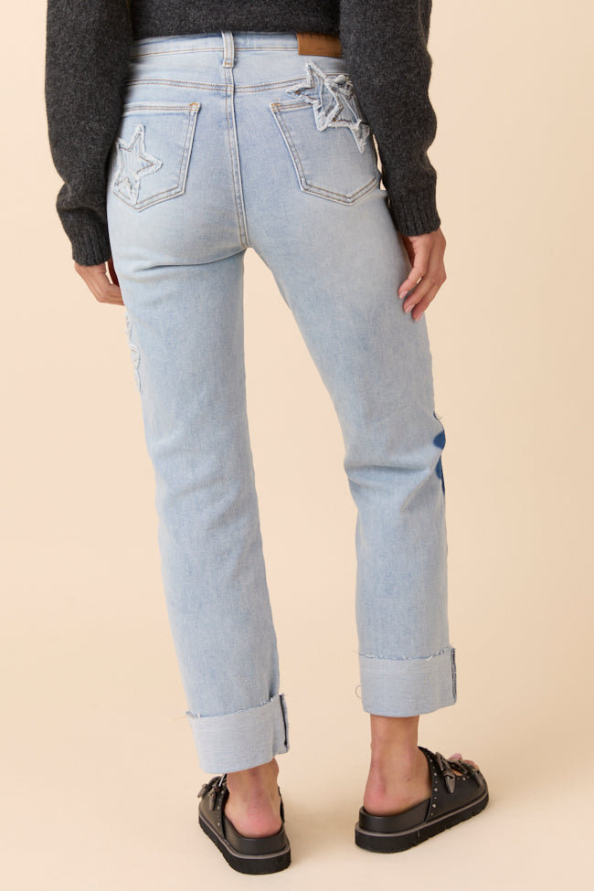 Cara Light Wash Patch Jeans-Sunny Prom
