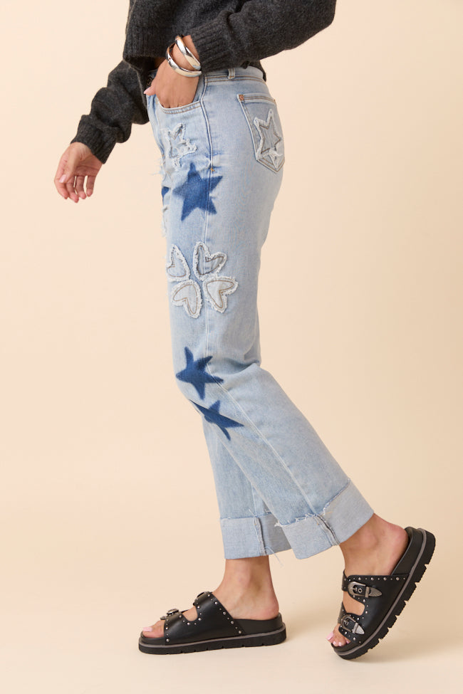 Cara Light Wash Patch Jeans-Sunny Prom