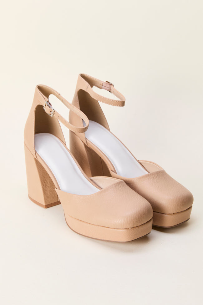 Oslo Natural Buckle Platform Heels-Sunny Prom