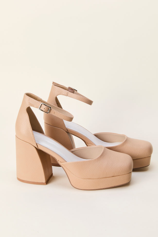 Oslo Natural Buckle Platform Heels-Sunny Prom