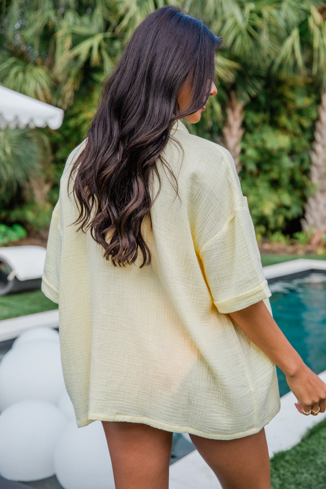 Let Me Adore You Short Sleeve Yellow Button Front Gauze Blouse FINAL SALE-Sunny Prom