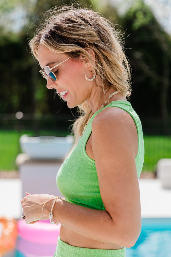 A Leap Of Faith Green Terrycloth Crop Tank FINAL SALE-Sunny Prom