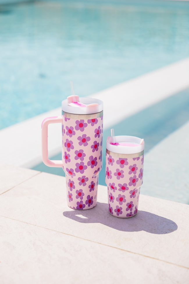Sippin' Pretty In Kennedy Daisy 40 oz Drink Tumbler With Lid And Straw FINAL SALE-Sunny Prom