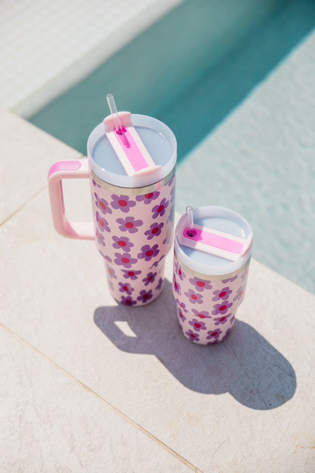 Sippin' Pretty In Kennedy Daisy 40 oz Drink Tumbler With Lid And Straw FINAL SALE-Sunny Prom